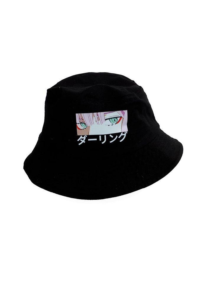 Siyah Anime Baskılı No:2 Balıkçı Şapka