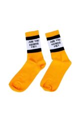 Turuncu Are You Kıddıng Me Tasarım Unisex Soket Çorap 36-42