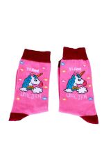 Pembe Uncorn Tasarım Unisex Soket Çorap 36-42