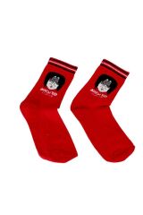 Kırmızı Anime Karakter Tasarım Unisex Soket Çorap 36-42
