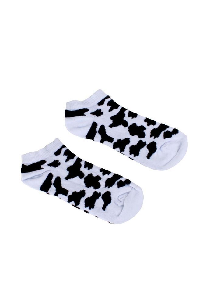 Siyah Beyaz Inek Desen Tasarım Unisex Patik Çorap 36-42