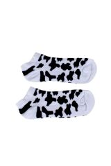Siyah Beyaz Inek Desen Tasarım Unisex Patik Çorap 36-42