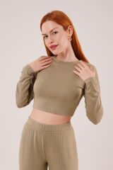 Fitilli Bluz Ve Pantolon Yeşil İkili Takım