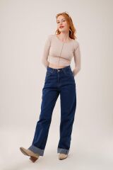 Ters Dikişli Basic Krem Body Bluz