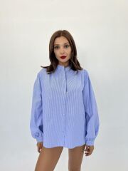 7052 GÖMLEK-MAVİ BEYAZ ÇİZGİLİ