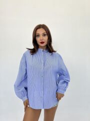 7052 GÖMLEK-MAVİ BEYAZ ÇİZGİLİ
