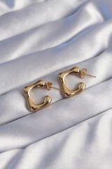 316L Çelik Gold Renk İçi Boş Bubble Kalp Küpe