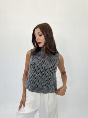 43021 TRİKO FİLE SÜVETER-ANTRASİT