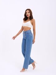 5171 DENİM BUTTONED WIDE KEG-MAVİ