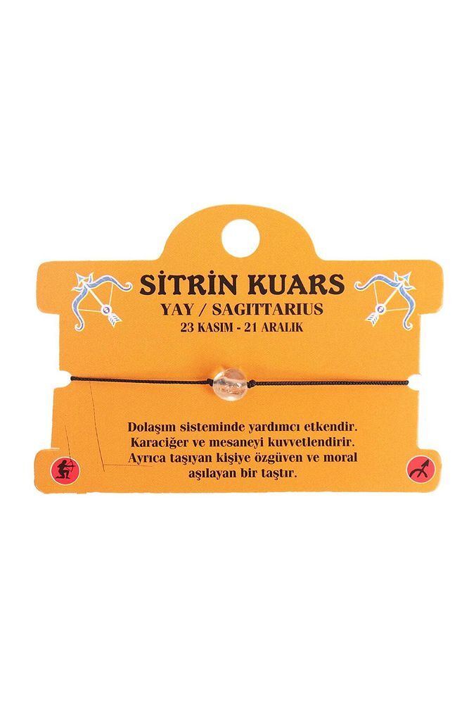 Sitrin Kuars Doğal Taş Yay Burç Bileklik