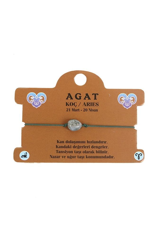 Agat Doğaltaş Koç Burç Bileklik