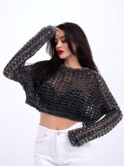 3958 TRİKO FİLE BOLERO-SİYAH
