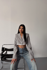 CROP CEKET TEK DÜĞME - Gri