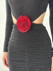 Sarih Gül Detaylı Elbise