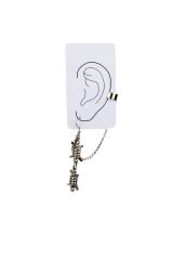 Gümüş Renk Zamak Dikenli Tel Tasarım Earcuff Gotik Küpe