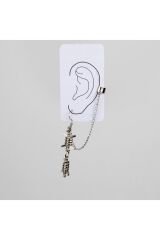 Gümüş Renk Zamak Dikenli Tel Tasarım Earcuff Gotik Küpe