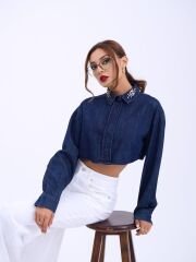 6603 KOT BLUZ-MAVİ