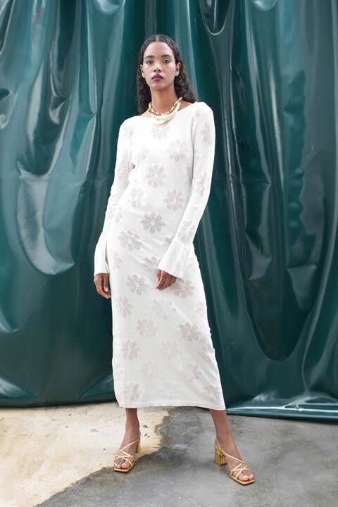 Belen Çiçek Desenli Maxi Boy Elbise 2793