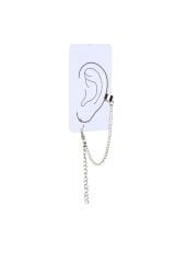 Gümüş Renk Zamak Zincir Tasarım Earcuff Gotik Küpe