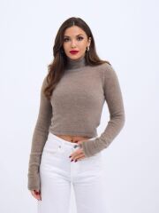 42461 TRİKO SİMLİ BALIKÇI KAZAK-KAHVE