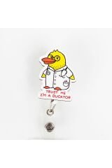 I Am A Ducktor Tasarım Ahşap Yoyo Yaka Kartı Aksesuarı Şeffaf Kart Koruyucu Hediyeli
