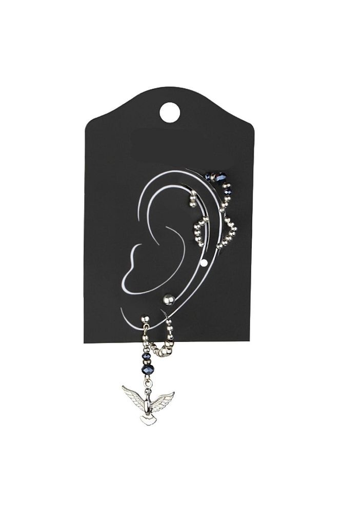 Beşli Kombin Ear Cuff Küpe Set Silver Renk