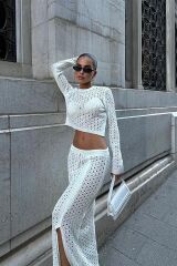 Macey Kroşe Crop Takım 9882