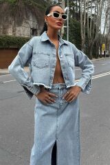 Veronika Yırtmaçlı Denim Takım 9913