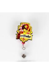 Gryffindor Tasarım Ahşap Yoyo Yaka Kartı Aksesuarı Şeffaf Kart Koruyucu Hediyeli