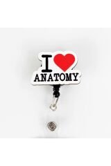 I Love Anotomy Tasarım Ahşap Yoyo Yaka Kartı Aksesuarı Şeffaf Kart Koruyucu Hediyeli