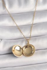 316L Çelik Gold Renk Zincir Mavi Dünya Model Kadın Kolye