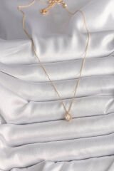 Pirinç Gold Renk Zirkon Taşlı Daire Kafes Model Kadın Kolye