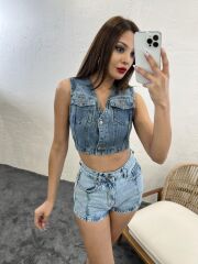 6317 KOT BLUZ-MAVİ