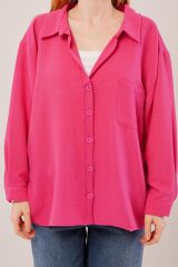 Basic Oversize Fuşya Gömlek