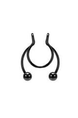 Siyah Cerrahi Çelik Çift Boynuz Fake Septum Sıkıştırmalı Piercing