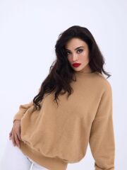 42331 TRİKO SIFIR YAKA SALAŞ KAZAK-VİZON