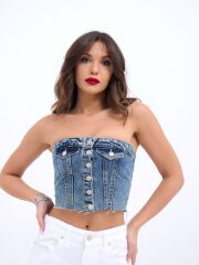 6285 KOT BLUZ-MAVİ