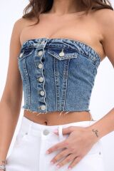 6285 KOT BLUZ-MAVİ