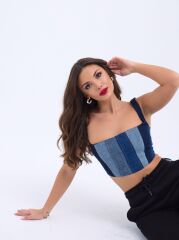 6890 KOT CROP-MAVİ