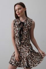 Fiyonk Detaylı Bluz - Leopar