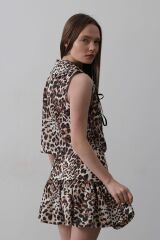 Fiyonk Detaylı Bluz - Leopar