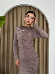 Carlis Gül Yaka Elbise